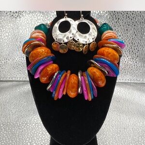 Southwestern ^*^ ChunKeeee ^^^ Statement Necklace  /  Earring Set